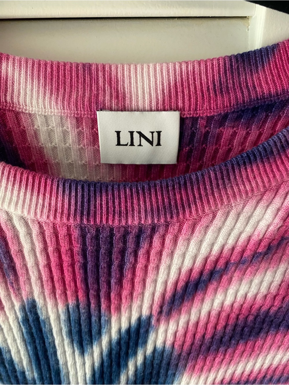 Lini Tie-Dye Ribbed Long-Sleeve Top in Pink & Navy - Picture 6 of 6